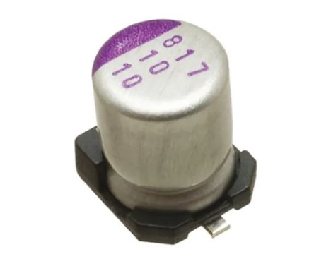 Panasonic 180μF Surface Mount Polymer Capacitor, 16V [16SVPE180M]; 240-3741