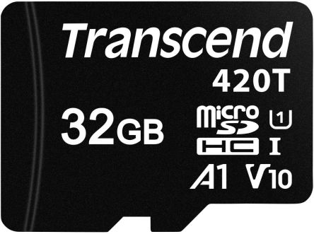 Transcend 32 GB MicroSDHC Micro SD Card, A1, U1, V10 [TS32GUSD420T]; 240-5532