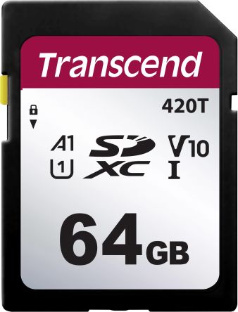 Transcend 64 GB SDXC SD Card, A1, U1, V10 [TS64GSDC420T]; 240-5583