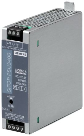 Siemens SITOP DC-DC Converter, 24V dc/ 5A Output, 130W, DIN Rail Mount [6EP3332-0TA00-0AY0]; 240-5611