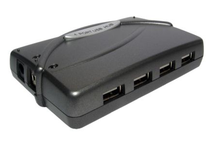 RS PRO 4 Port USB 2.0 USB A  Hub, AC Adapter - UK Plug Powered, 100 x 65 x 25mm [0]; 240-6339