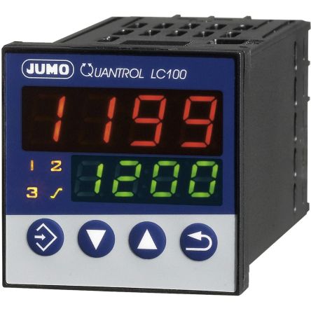 Jumo LC100 Panel Mount PID Temperature Controller, 48 x 48mm 2 Input, 2 Output Relay, 30 V Supply Voltage PID Controller [702031/8-1100-25]; 240-7585