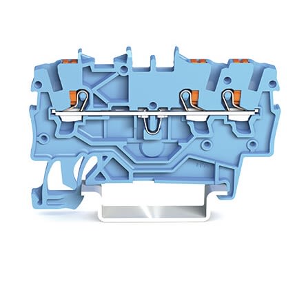 WAGO 2200-1304 TOPJOB S, 2200 Series Blue, 1mm², Single-Level, Push-In Cage Clamp Termination, ATEX, IECEx [2200-1304]; 240-7745