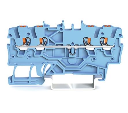 WAGO 2200-1404 TOPJOB S, 2200 Series Blue, 1mm², Single-Level, Push-In Cage Clamp Termination, ATEX, IECEx [2200-1404]; 240-7747