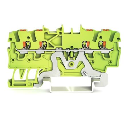 WAGO 2200-1407 TOPJOB S, 2200 Series Green/Yellow, 1mm², Single-Level, Push-In Cage Clamp Termination, ATEX, IECEx [2200-1407]; 240-7748