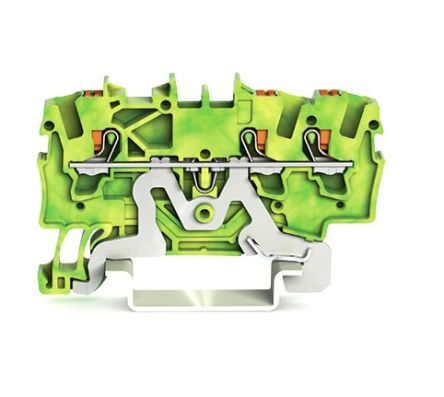 WAGO 2201-1307 TOPJOB S, 2201 Series Green/Yellow, 1.5mm², Single-Level, Push-In Cage Clamp Termination, ATEX, IECEx [2201-1307]; 240-7749