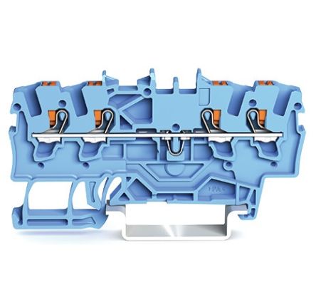WAGO 2201-1404 TOPJOB S, 2201 Series Blue, 1.5mm², Single-Level, Push-In Cage Clamp Termination, ATEX, IECEx [2201-1404]; 240-7750
