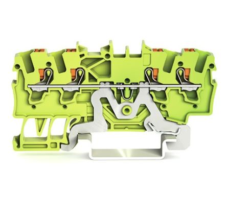 WAGO 2201-1407 TOPJOB S, 2201 Series Green/Yellow, 1.5mm², Single-Level, Push-In Cage Clamp Termination, ATEX, IECEx [2201-1407]; 240-7751