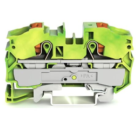WAGO 2216-1207 TOPJOB S, 2216 Series Green/Yellow, 16mm², Single-Level, Push-In Cage Clamp Termination, ATEX, IECEx [2216-1207]; 240-7757
