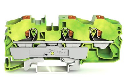 WAGO 2216-1307 TOPJOB S, 2216 Series Green/Yellow, 16mm², Single-Level, Push-In Cage Clamp Termination, ATEX, IECEx [2216-1307]; 240-7760