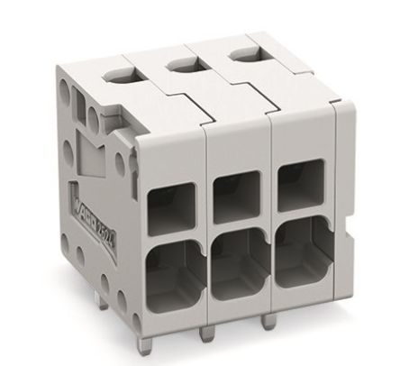 WAGO PCB Terminal Block, 3-Contact, 5mm Pitch, Feed Through Mount, 1-Row [2624-1103]; 240-7817