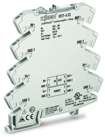 WAGO 857 Series Signal Conditioner, Voltage Input, Current, Voltage Output, 24V dc Supply, IECEx [857-412]; 240-8033