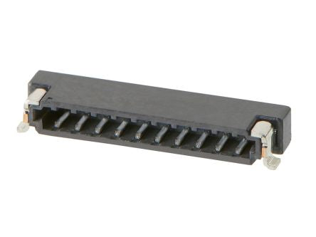 Molex Zero-Hachi Series Right Angle Surface PCB Header, 10 Contact(s), 0.8 mm Pitch, 1 Row(s), Shrouded [214721-0100]; 240-8487