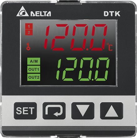 Delta Electronics DTK Panel Mount PID Temperature Controller, 72 x 72mm 1 Input, 2 Output Relay, 100 → 240 V [DTK7272R01]; 241-1643