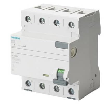 Siemens SENTRON 5SV3xxx RCCB, 63A, 4 Pole, 500mA, Type A, 400V ac [5SV3746-6KL]; 241-4452
