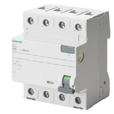 Siemens SENTRON 5SV3xxx RCCB, 63A, 4 Pole, Type A, 400V ac [5SV3846-8]; 241-4456