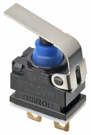 Omron Hinge Lever Subminiature Micro Switch, Solder Terminal, 1 mA, SPST -NC, IP67 [D2GW-SC02M]; 241-5012
