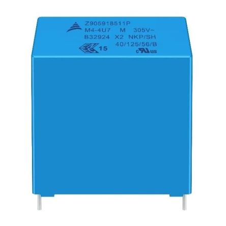 EPCOS B32924C Polypropylene Film Capacitor, 305V dc, ±10%, 4.7μF, Through Hole [B32924D3475K000]; 241-6667