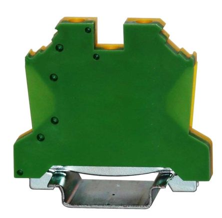 RS PRO 1-Way DIN Rail Earth Terminal Block, 0.5 → 6mm², 22 → 8 AWG Wire, Cage Clamp [0]; 242-0499