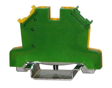 RS PRO 1-Way DIN Rail Earth Terminal Block, 0.5 → 6mm², 24 → 10 AWG Wire, Cage Clamp [0]; 242-0500