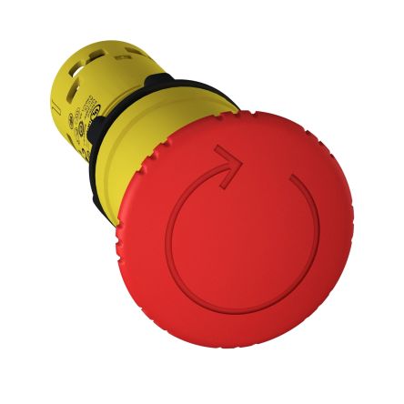 Schneider Electric Harmony XB7 Series Twist Release Emergency Stop Push Button, Panel Mount, 22mm Cutout, 1 NC, IP20, [XB7NS8442]; 242-5690