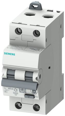 Siemens RCBO, 25A Current Rating, 2P Poles, 30mA Trip Sensitivity, Type B, Sentron Range [5SU1324-6FR25]; 243-6149