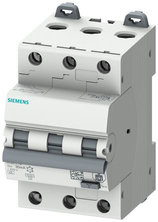 Siemens RCBO, 10A Current Rating, 3P Poles, 30mA Trip Sensitivity, Type C, Sentron Range [5SU1336-7FP10]; 243-6207