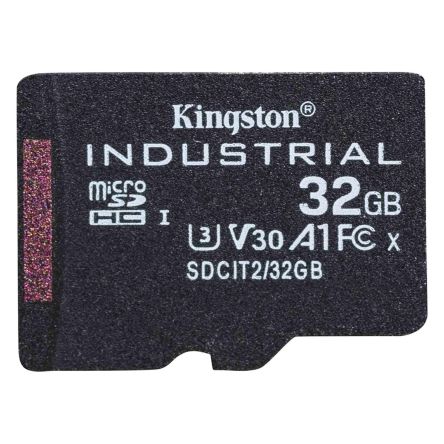 Kingston 32 GB Industrial MicroSDHC Micro SD Card, Class 10, UHS-I, U3, V30, A1 [SDCIT2/32GBSP]; 243-6490