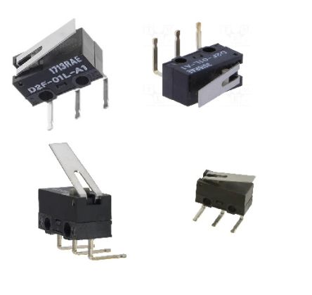 Omron Lever Microswitch, PCB Terminal, 100 mA at 30 Vdc VA, SPDT, IP40 [D2F-01L-A1]; 243-6556