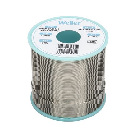 Weller Wire, 1mm Lead Free Solder, 217-221°C Melting Point [T0051386299]; 244-1523