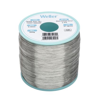 Weller Wire, 0.3mm Lead Free Solder, 217-221°C Melting Point [T0051386599]; 244-1528