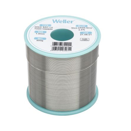 Weller Wire, 1mm Lead Free Solder, 217-221°C Melting Point [T0051386899]; 244-1531
