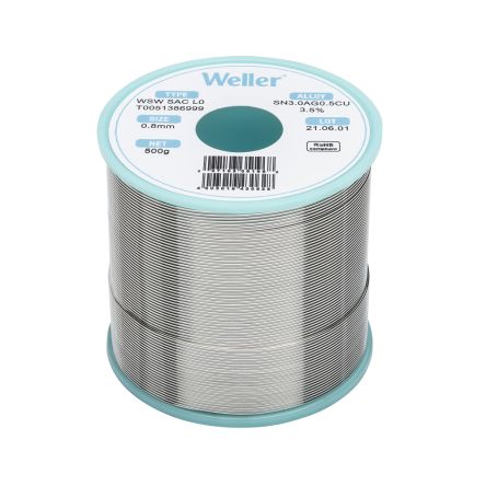 Weller Wire, 0.8mm Lead Free Solder, 217-221°C Melting Point [T0051386999]; 244-1533