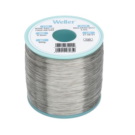 Weller Wire, 0.3mm Lead Free Solder, 217-221°C Melting Point [T0051387299]; 244-1535