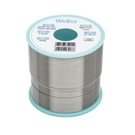Weller Wire, 1.2mm Lead Free Solder, 228°C Melting Point [T0051387399]; 244-1536