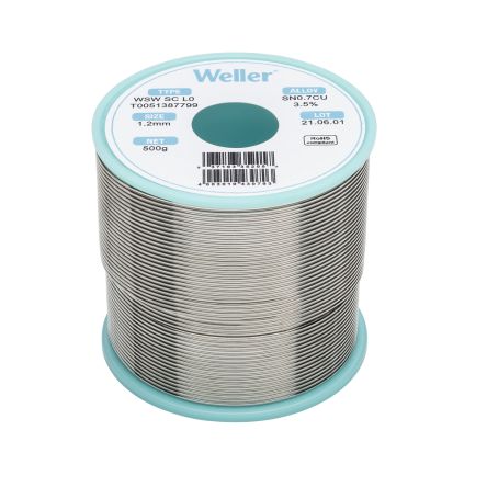 Weller Wire, 1.2mm Lead Free Solder, 228°C Melting Point [T0051387799]; 244-1540