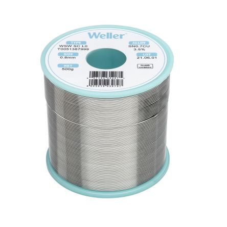 Weller Wire, 0.8mm Lead Free Solder, 228°C Melting Point [T0051387999]; 244-1542