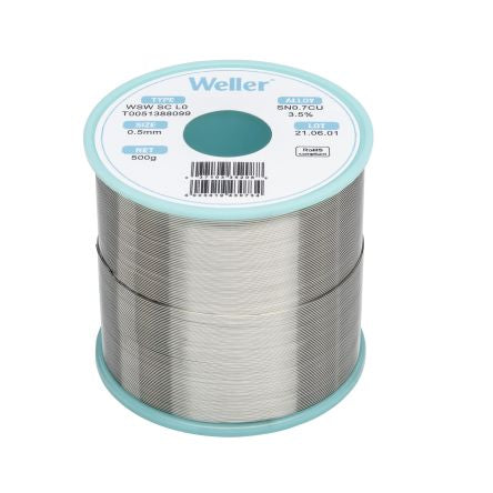 Weller Wire, 0.5mm Lead Free Solder, 228°C Melting Point [T0051388099]; 244-1543