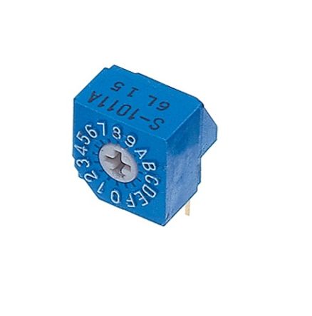 Nidec Components S-1000A, 16 Position, Hexadecimal Rotary Switch, 100 mA, Pin [S-1011A]; 244-4149