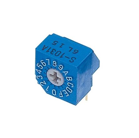 Nidec Components S-1000A, 16 Position, Hexadecimal Rotary Switch, 100 mA, Pin [S-1031A]; 244-4153
