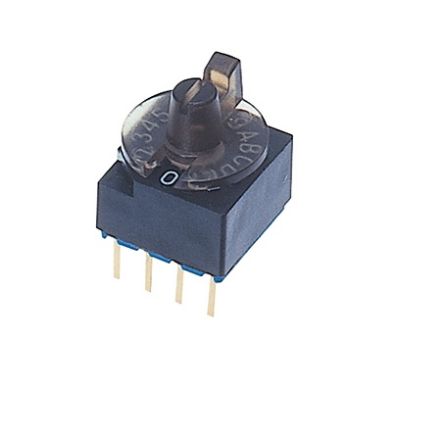 Nidec Components S-1000A, 16 Position, Hexadecimal Rotary Switch, 100 mA, Pin [S-1210A]; 244-4157