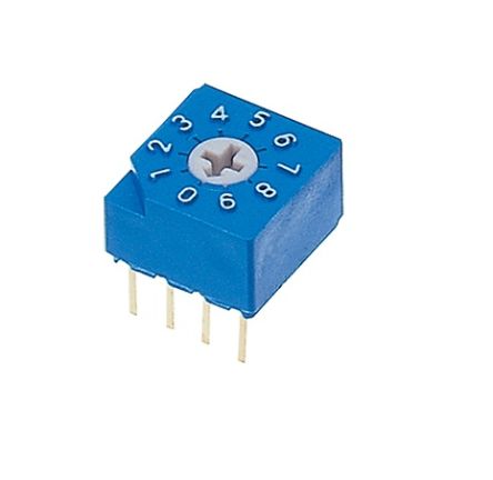 Nidec Components S-2000A, 10 Position, BCD Rotary Switch, 100 mA, Pin [S-2010A]; 244-4158