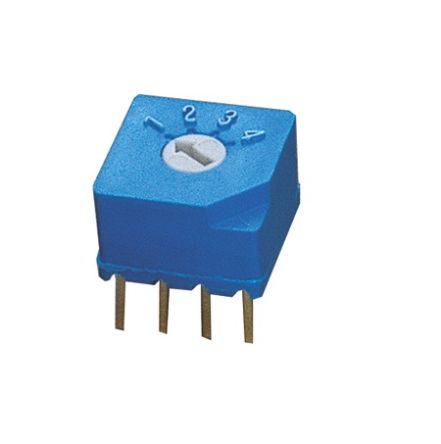 Nidec Components S-2050, 4 Position, BCD SP4T Rotary Selector Switch, 100 mA, Pin [S-2050]; 244-4166