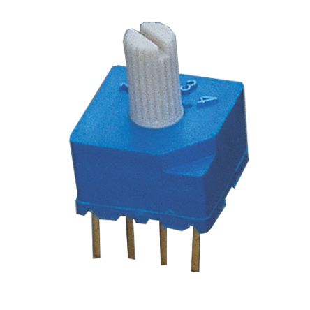 Nidec Components S-2050, 4 Position, BCD SP4T Rotary Selector Switch, 100 mA, Pin [S-2150]; 244-4172