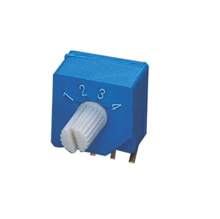 Nidec Components S-2050, 4 Position, BCD SP4T Rotary Selector Switch, 100 mA, Pin [S-2151]; 244-4173