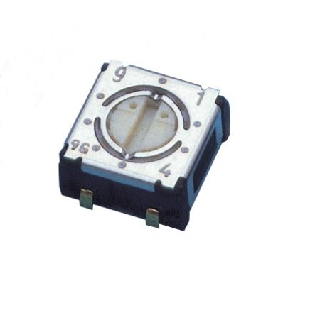 Nidec Components S-2000A, 10 Position, BCD Rotary Switch, 100 mA, J-Hook [S-4010TA]; 244-4177
