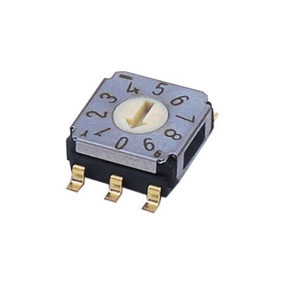 Nidec Components SA-7000, 10 Position, BCD Rotary Switch, 100 mA, Gull Wing [SA-7010TB]; 244-4191