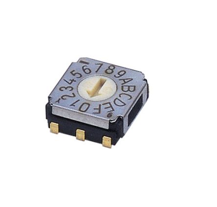 Nidec Components SA-7000, 16 Position, Hexadecimal Rotary Switch, 100 mA, J-Hook [SA-7050TA]; 244-4204