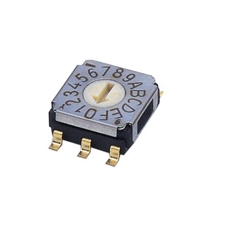 Nidec Components SA-7000, 16 Position, Hexadecimal Rotary Switch, 100 mA, Gull Wing [SA-7050TB]; 244-4205