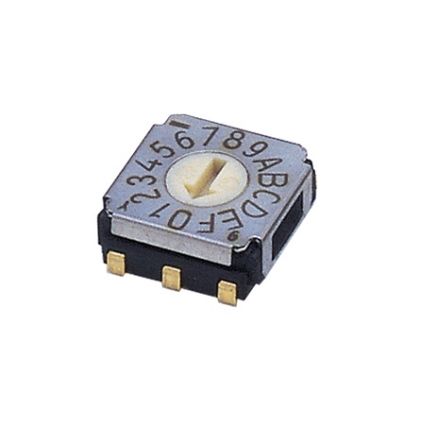 Nidec Components SA-7000, 16 Position, Hexadecimal Rotary Switch, 100 mA, J-Hook [SA-7070TA]; 244-4208